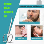 Facial Hair Small Grooming Scissors For Men Women (2PCS - With Cover / Silver)