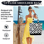 Beach Bag for Women (Black White Checker)