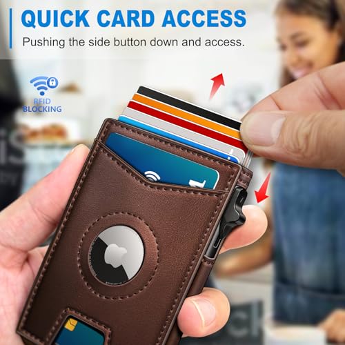 Airtag Wallet for Men Money Clip 9 (Brown083)