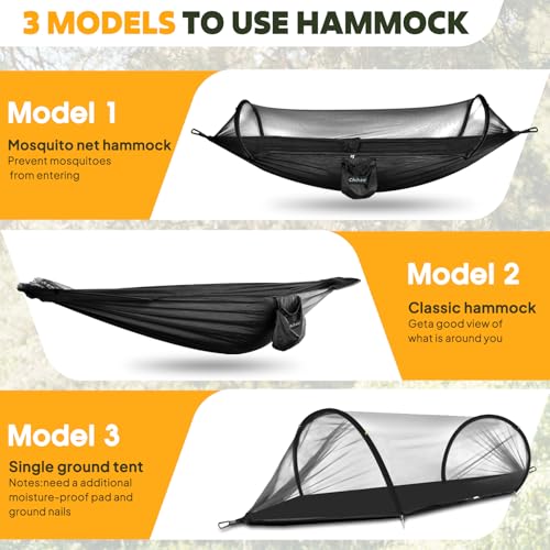 Ultra Light Travel Camping Hammock Pop (Black)