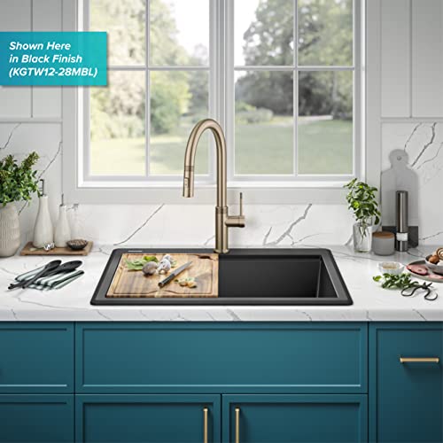 Bellucci 28 inch Granite Workstation Drop In Top Mount Single Bowl Kitchen Sink in Metallic Grey with Accessories (28 Inch / Gray)