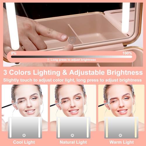 Travel Makeup Case with Mirror (Rose Gold)