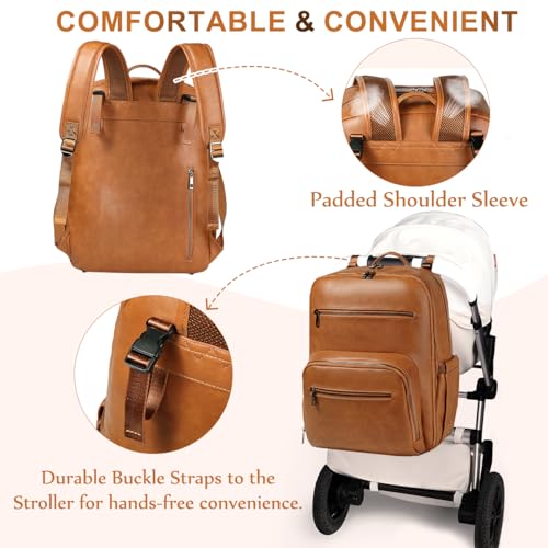 Diaper Bag Backpack for Mum Dad (Tan)