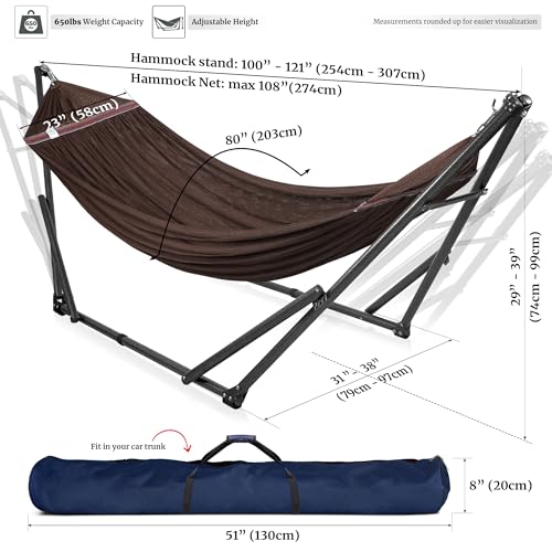 Universal Double Hammock with Stand Included for 2 Persons (1. Brown)