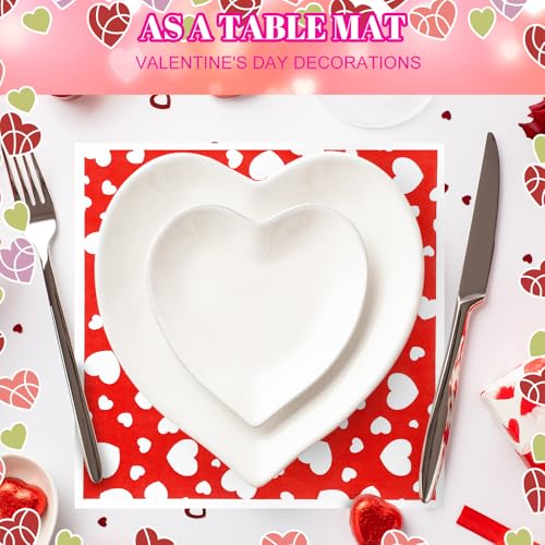 100 Pcs Valentine's Day Wax Paper Sheets for Food Wrapping (Red, White / Valentine's Stylish)