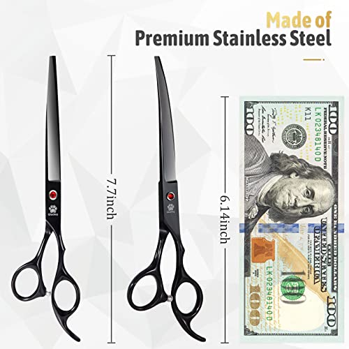 Dog Grooming Scissors Kit with Safety Round Tips (Professional Set 5 in 1)