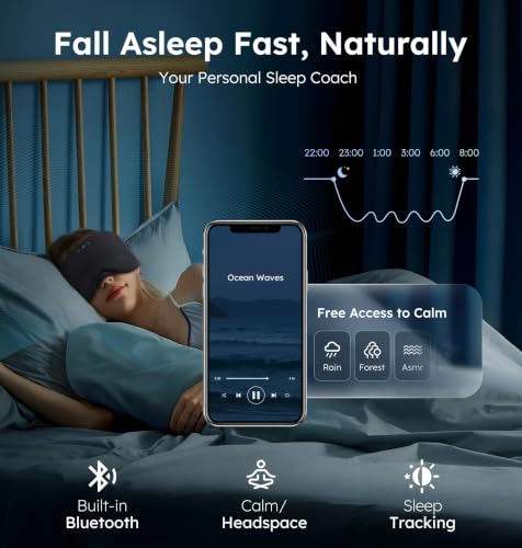 Luxury Bluetooth 5.4 Sleep Mask for Adults (Ebony)