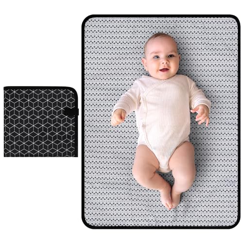 Portable Diaper Changing Pad (Black Geometry (27'' X20''))