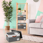 6 Pack Fabric Storage Bins with Lid (Large-6 Pack / Grey with White)