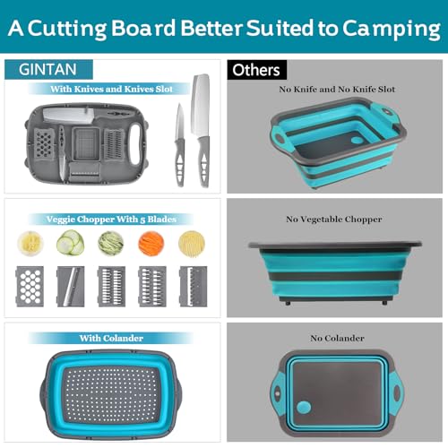 Collapsible Camping Cutting Board (Blue Gray)