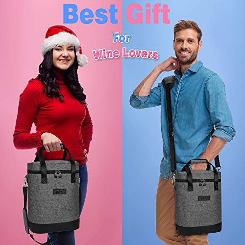 6 Bottle Wine Cooler Carrier Tote Bag (Grey)