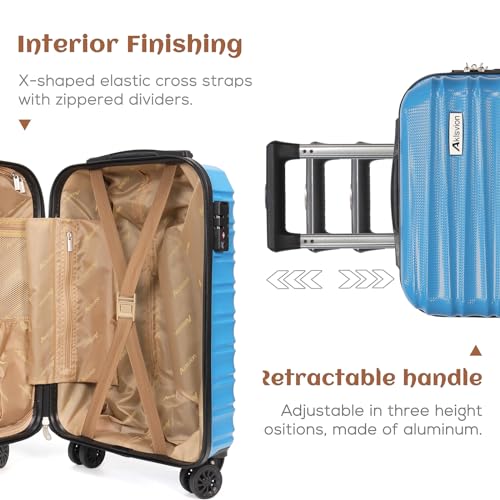 Luggage Set 3 Piece Luggage Set ABS hardshell Spinner Wheels Luggage Carry on Suitcase with Weekender bag & Toiletry bag（Skyblue） (20 / 3pcs skyblue)