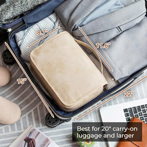 Hanging Travel Toiletry Bag for Women Vegan Leather (Beige / 1 Pack)