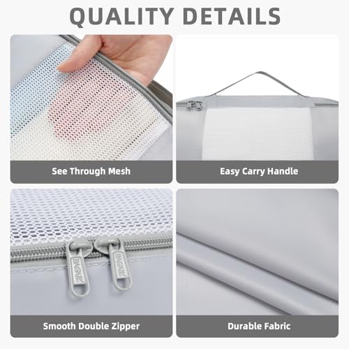 8 Set Packing Cubes Various Sizes Packing Organizer for Travel Accessories Luggage Carry On Suitcase (08-Light Grey / 8 Set-middle Mesh)