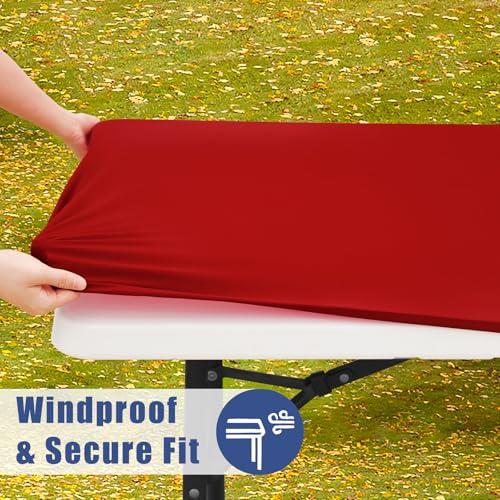 2 Pack Rectangle Spandex Fitted Table Cloth (Red / 60" x 30" (Rectangular))