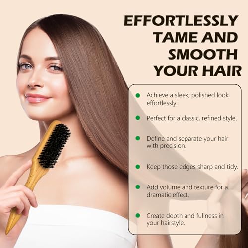 Slick Back Hair Brush & Wax Stick Set for Slick Back Hair (Bristle Brush & Wax Stick-2pcs)