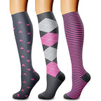 Compression Socks for Women & Men Circulation (Small-Medium / 13 Grey/Pink/Grey)