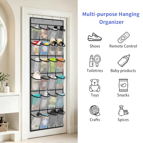 Over the Door Shoe Organizer (Grey-1pack of 24 pocket)