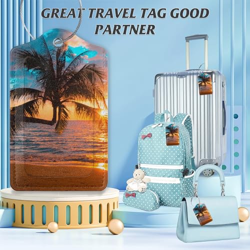 3 Pack Luggage Tag for Suitcase (Tropical Sunset Palm)