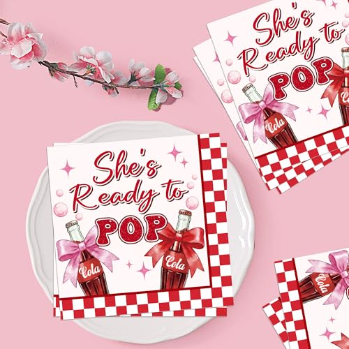 50 Pcs She's Ready to Pop Baby Shower Napkins Decorations (She’s Ready to Pop)