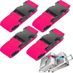 4 Pack Luggage Straps for Carry On Bag Multiple Suitcases (4Pcs Rose / 45 In Connect)