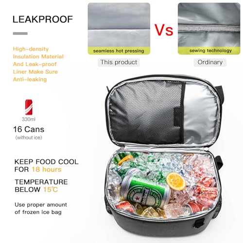 Dual Compartment Cooler Backpack Insulated 16Cans Lunch Box Backpack (8901-gray / 16 Cans)