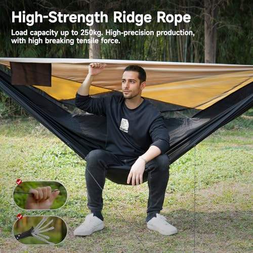 Camping Hammock with Mosquito Net (Top-yellow)