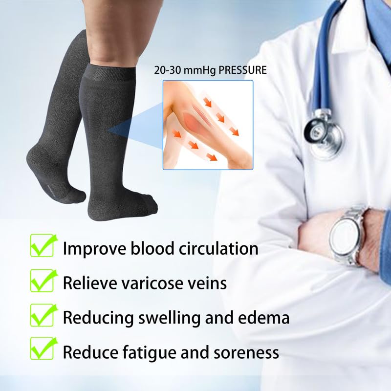 Viscose Made from Bamboo Compression Socks for Women&Men 20 (X-Large / 4 Pair-mix1)