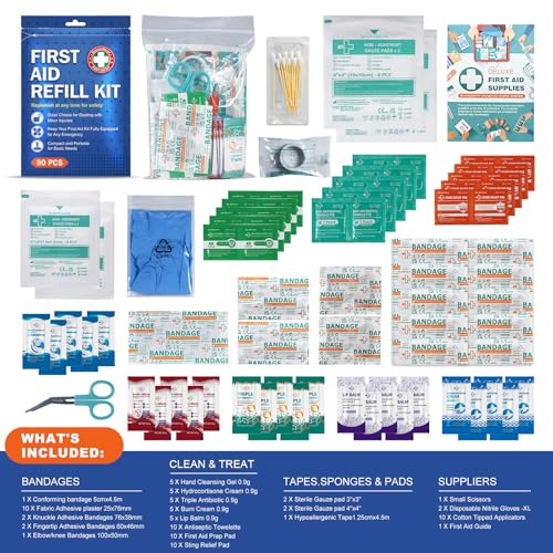 90 Pieces First Aid Refill Kit (90PCS (2 SET))