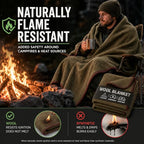 JMR Wool Camping Blanket 10 (Olive Green / 62x84 - 10 Pack)