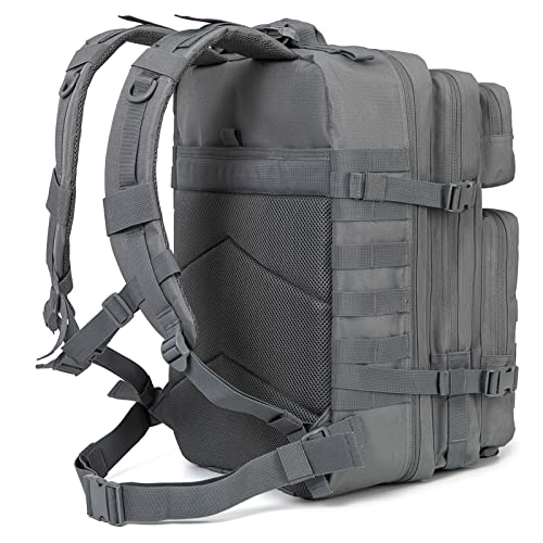 45L Military Tactical Backpack Molle Army Assault Pack CCW 3 Day survival Bug Out Bag Hiking Treeking Rucksack heavy duty backpack (3.0 Gray)