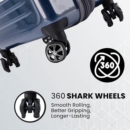 Rails Expandable Hardside Upright Suitcase with 360° Spinner Wheels (Navy / 3-Piece Set)