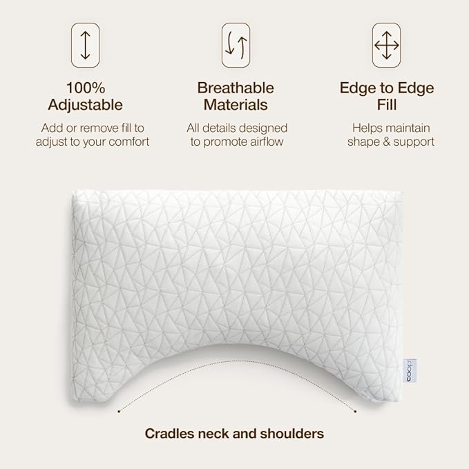 Coop Home Goods Original Crescent Adjustable Pillow, Queen Bed Pillows - Image 5