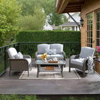 Patio Furniture Set (4 PCS Loveseat Chair Set / Light Grey)