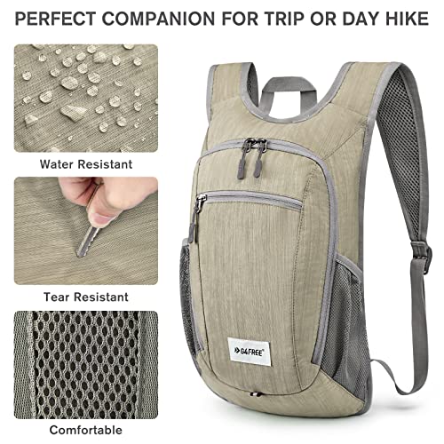 10 15L Small Rucksack Foldable Backpack Lightweight Packable Daypack Travel Outdoor Hiking Shoulder Bag (Beige / 20L)