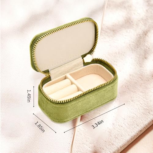 Small Travel Jewelry Case (Mini-Mistletoe Green / Small Rectangle)