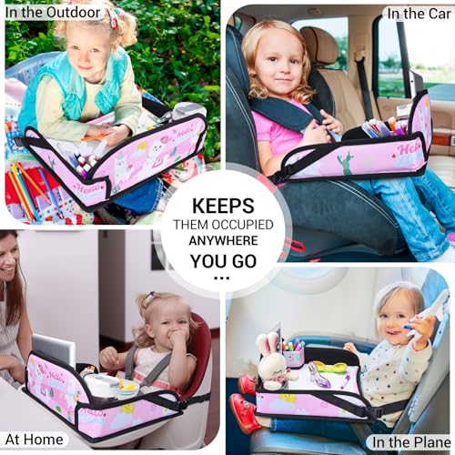Kids Travel Tray for Car Seat (Pink Alpaca)