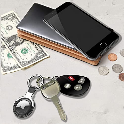 Compatible with AirTag Case Airtag Keyring Leather Protective Case AirTags Loop Holder Air Tags Protective Cover Airtag Key Chain Loop Holders for Luggage Dog Cat Pet Collar (Red)