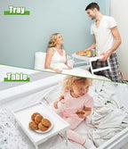 Bamboo Bed Tray Table with Folding Legs (White / Medium)
