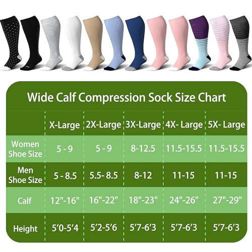 Wide Calf Compression Socks for Women Plus Size Pregnancy Cute Fun 15 (3 Pair-pink/Navy/Grey / 4X-Large)