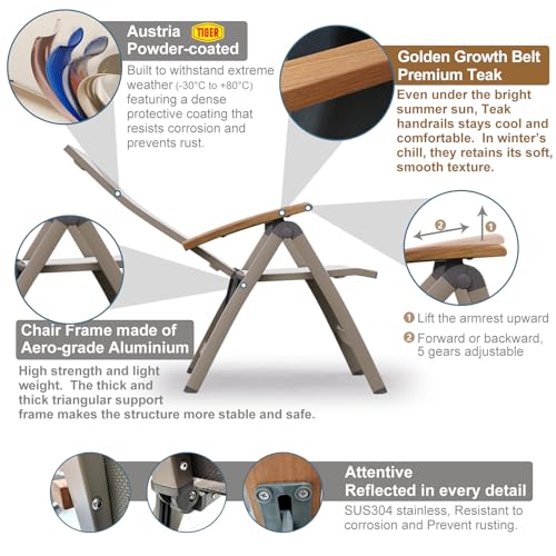 Adjustable Folding Chair (Teak Armrest)
