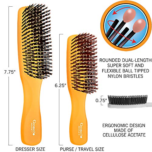 GIO1 Gentle Hair Brush Dresser Size. Wet & Dry Pro Hair Brush Detangler. Soft for Sensitive Scalp. Good For Men Women & Kids All hair lengths. Durable and Anti (Set / Orange)