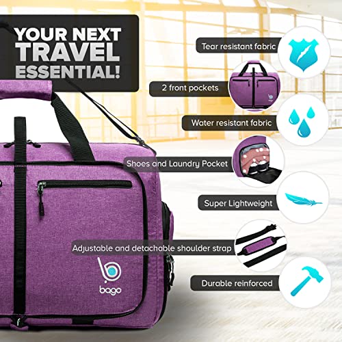 Medium Duffle Bag for Travel Women & Men. Durable Lightweight Foldable Travel Duffel Bags For Traveling Women. 40L Duffle Bags a Reliable Weekender duffel or Overnight Bag With Shoe Compartment