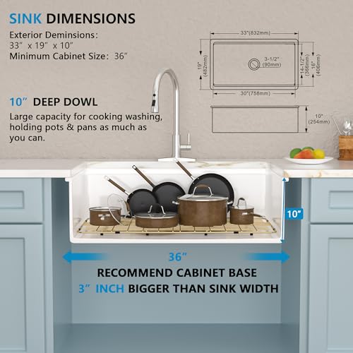 33"x19" White Undermount Sink Workstation (33"x19"x10" / White Gold)