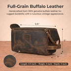 Genuine Leather Toiletry Travel Bag For Men & Women (Rustic Brown / 10"X5")