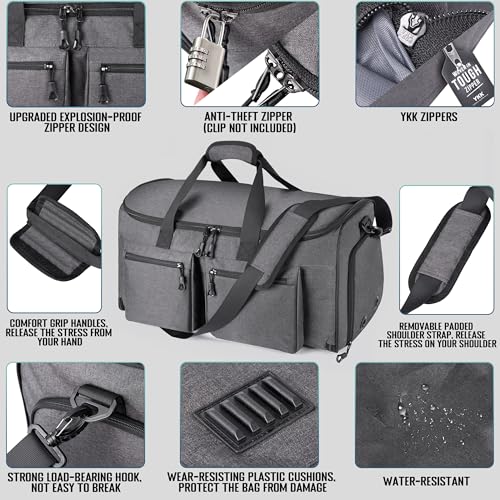2 in 1 Garment Duffle Bags for Travel Mens Carry (Gray Mesh Storage)