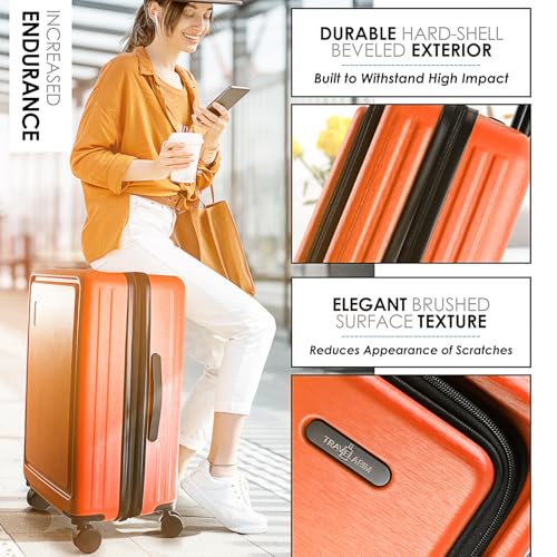 Hard Shell Luggage Sets with Spinner Wheels 4 Piece (4 Piece Set (20/24/28) / Orange)