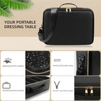Professional Makeup Bag with LED Mirror (Black-Large / Hook&loop Detachable)