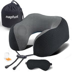 Neck Pillow for Travel with Travel Pouch (Black Striped Kit)