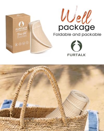 Womens Sun Hat with Ponytail Hole Wide Brim Beach Straw Visor Beige (Medium / Beige)